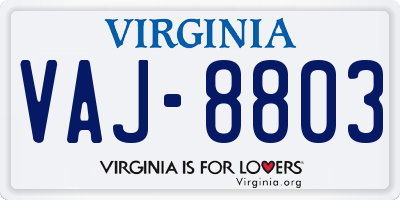 VA license plate VAJ8803