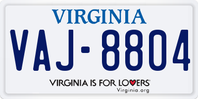 VA license plate VAJ8804