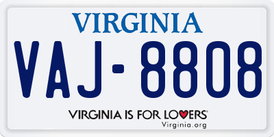 VA license plate VAJ8808