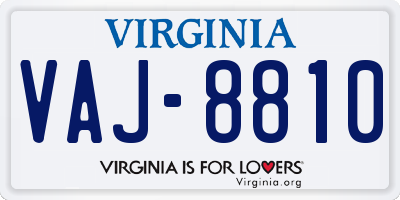 VA license plate VAJ8810