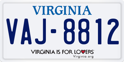 VA license plate VAJ8812