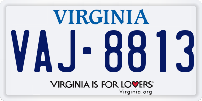 VA license plate VAJ8813