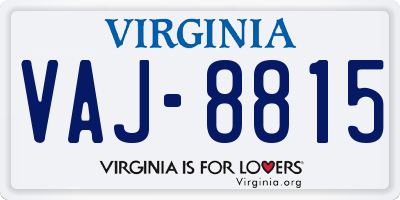 VA license plate VAJ8815