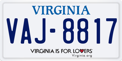 VA license plate VAJ8817