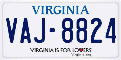 VA license plate VAJ8824