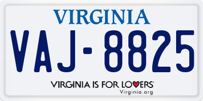 VA license plate VAJ8825