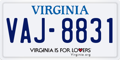 VA license plate VAJ8831