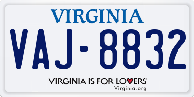 VA license plate VAJ8832