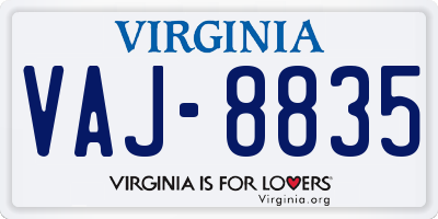 VA license plate VAJ8835