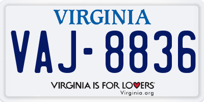 VA license plate VAJ8836
