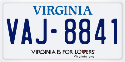 VA license plate VAJ8841