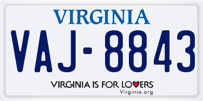 VA license plate VAJ8843