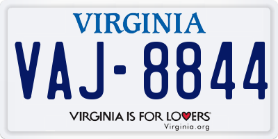 VA license plate VAJ8844
