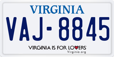 VA license plate VAJ8845