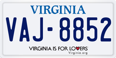 VA license plate VAJ8852
