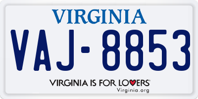 VA license plate VAJ8853