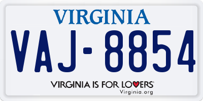 VA license plate VAJ8854