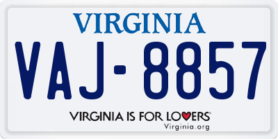 VA license plate VAJ8857