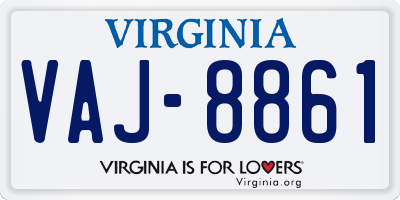 VA license plate VAJ8861