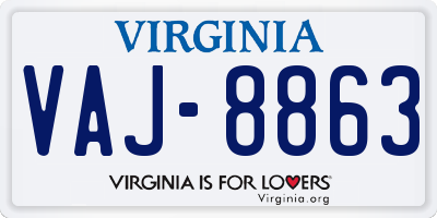 VA license plate VAJ8863