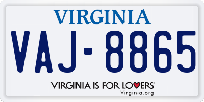 VA license plate VAJ8865