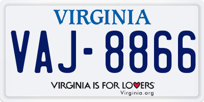VA license plate VAJ8866