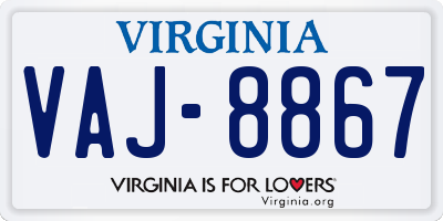 VA license plate VAJ8867