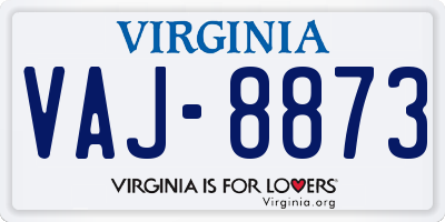 VA license plate VAJ8873