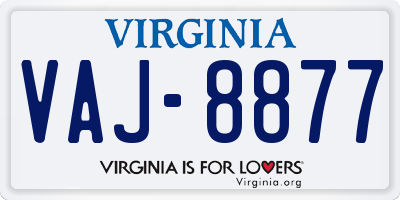 VA license plate VAJ8877