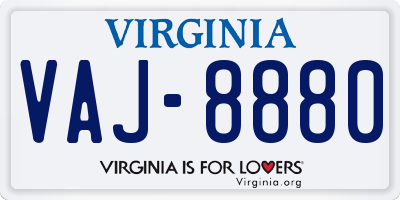 VA license plate VAJ8880
