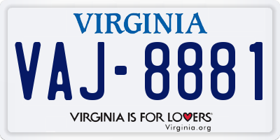 VA license plate VAJ8881