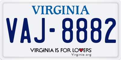 VA license plate VAJ8882