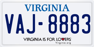 VA license plate VAJ8883