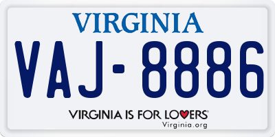 VA license plate VAJ8886