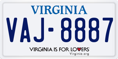 VA license plate VAJ8887