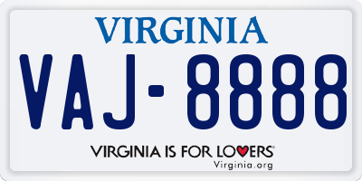 VA license plate VAJ8888