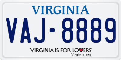 VA license plate VAJ8889