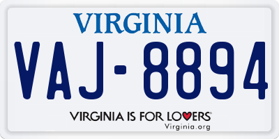 VA license plate VAJ8894