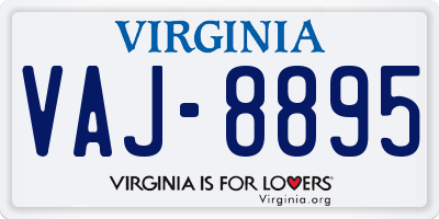 VA license plate VAJ8895
