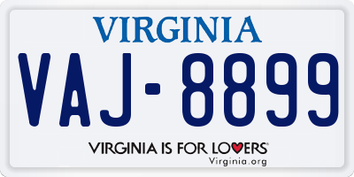 VA license plate VAJ8899