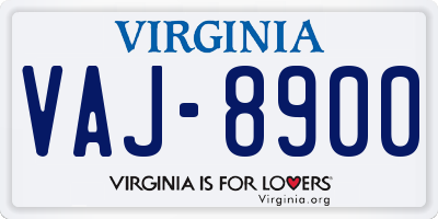 VA license plate VAJ8900