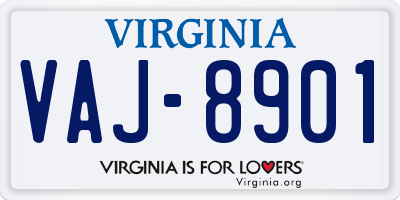 VA license plate VAJ8901