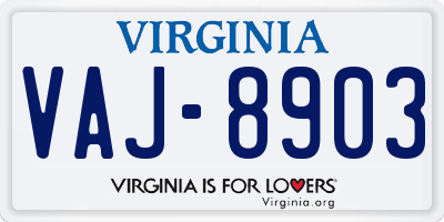 VA license plate VAJ8903