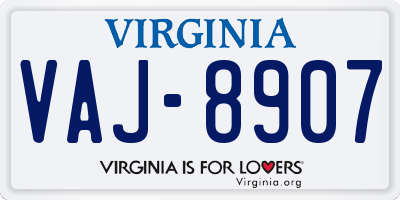 VA license plate VAJ8907