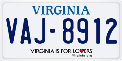 VA license plate VAJ8912