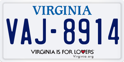 VA license plate VAJ8914