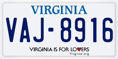 VA license plate VAJ8916