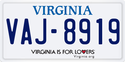 VA license plate VAJ8919