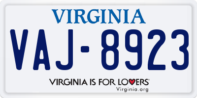 VA license plate VAJ8923