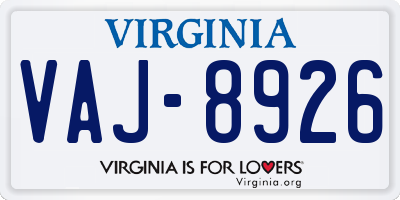 VA license plate VAJ8926